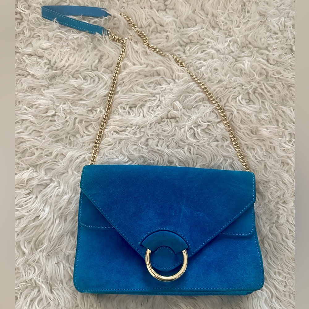 Banana Republic Blue Suede Shoulder Crossbody Bag